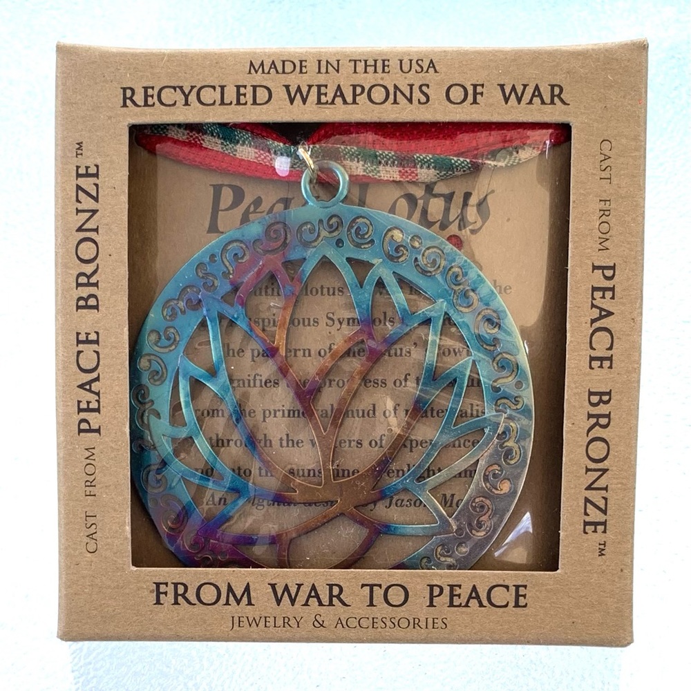 Bronze Lotus Flower Ornament with Ribbon